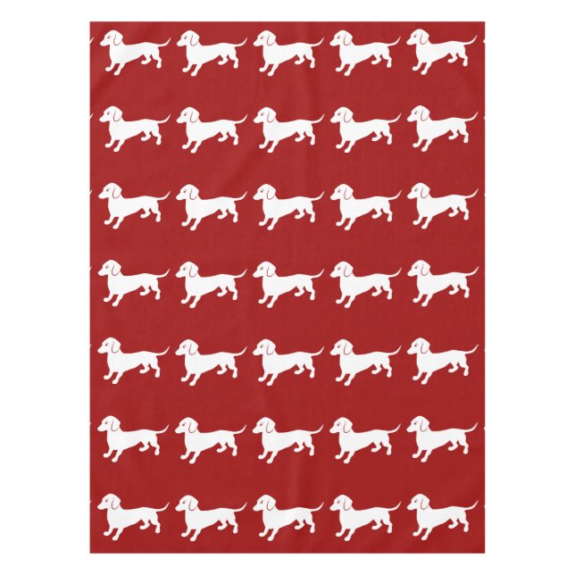 Nappe Design Dachshund rouge et blanc (Devant)