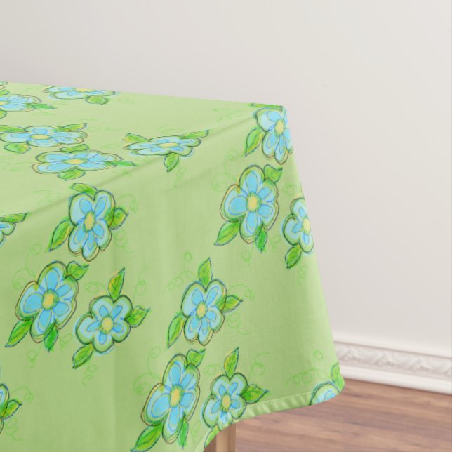 Nappe Design Floral Vert Clair Et Bleu (In Situ)