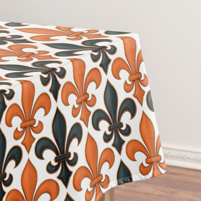 Nappe Design Motif Orange noir baroque Fleur-de-lis (Créateur téléchargé)