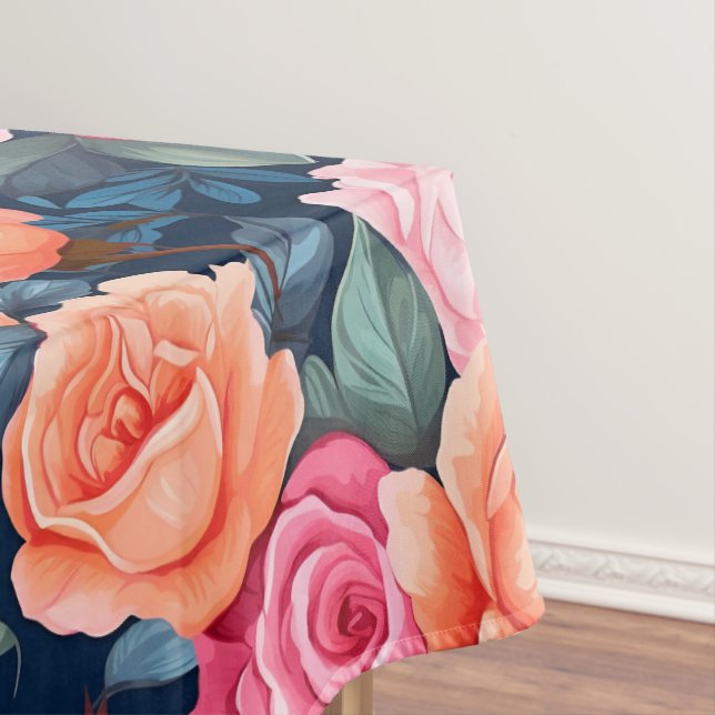 Nappe Design Motif Rose rouge rose orange (In Situ)