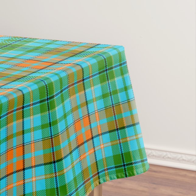Nappe Dessin à carreaux Tartan bleu orange vert  (In Situ)