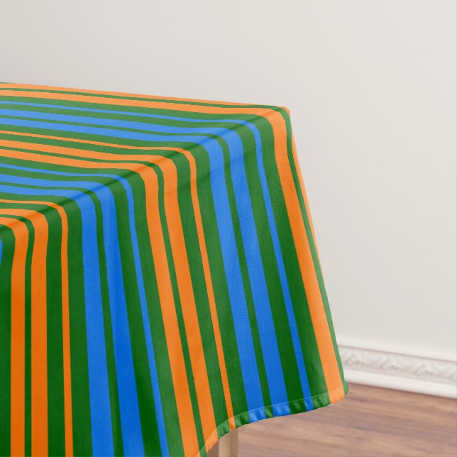 Nappe Dessin à rayures verticales vert orange bleu   (In Situ)