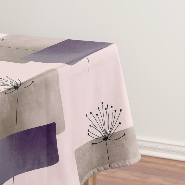 Nappe Dessin abstrait de pissenlit bohème violet mignon (In Situ)