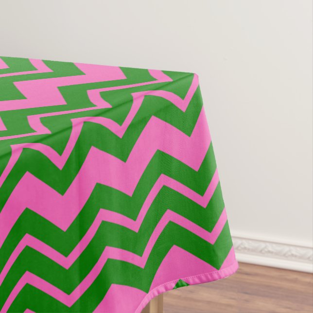 Nappe Dessin chevron zigzag vert rose  (In Situ)