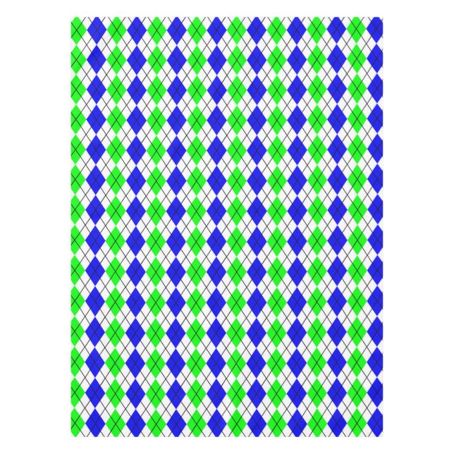 Nappe Dessin de diamant en argyle bleu vert blanc (Devant)