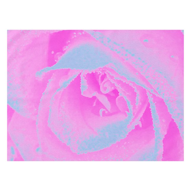 Nappe Détail de rose rose chaud et bleu clair parfait (Devant (Horizontal))