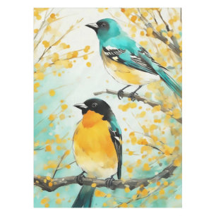 Nappe Deux oiseaux assis sur la branche de l'arbre