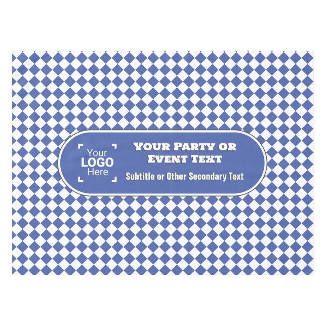 Nappe Diamant bleu et blanc - Événement Texte et Logo Pe (Devant (Horizontal))