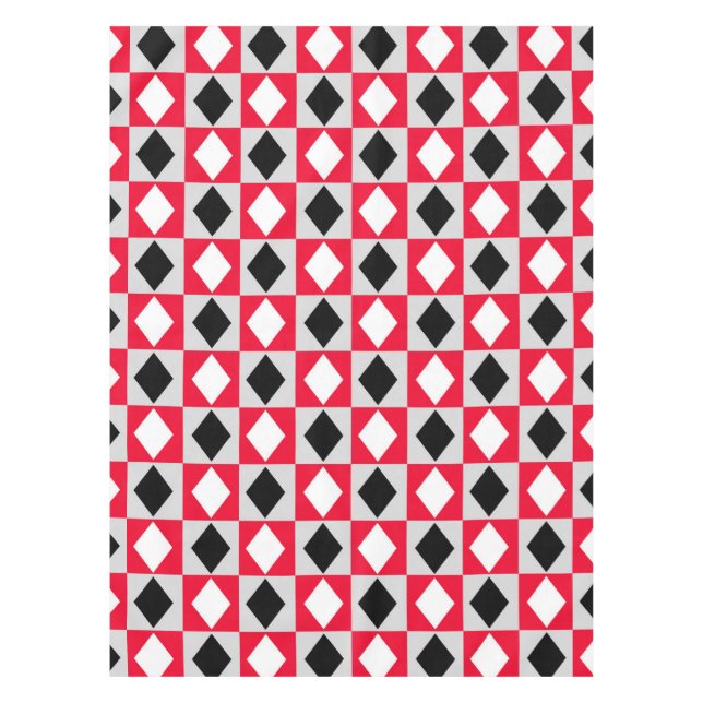 Nappe Diamant rouge noir blanc géométrique Rhombus (Devant)
