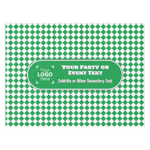 Nappe Diamant vert et blanc - Événement texte et logo pe