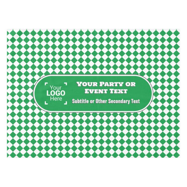 Nappe Diamant vert et blanc - Événement texte et logo pe (Devant (Horizontal))