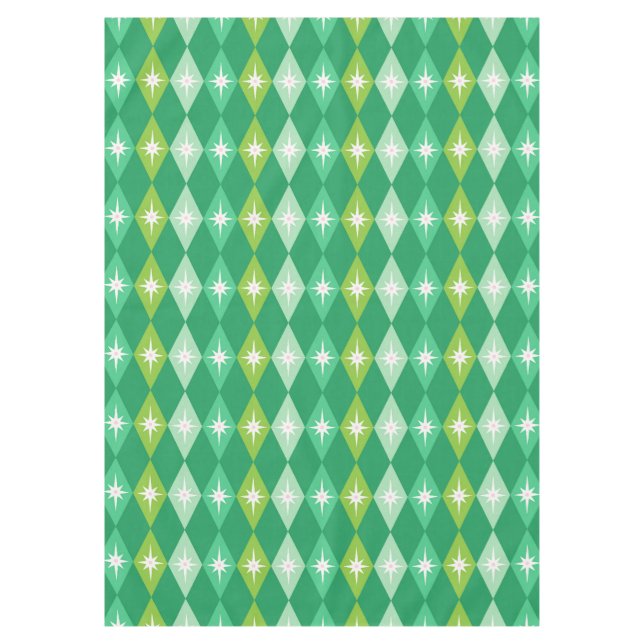 Nappe Diamants de Noël Rétro du milieu du siècle Vert (Devant)
