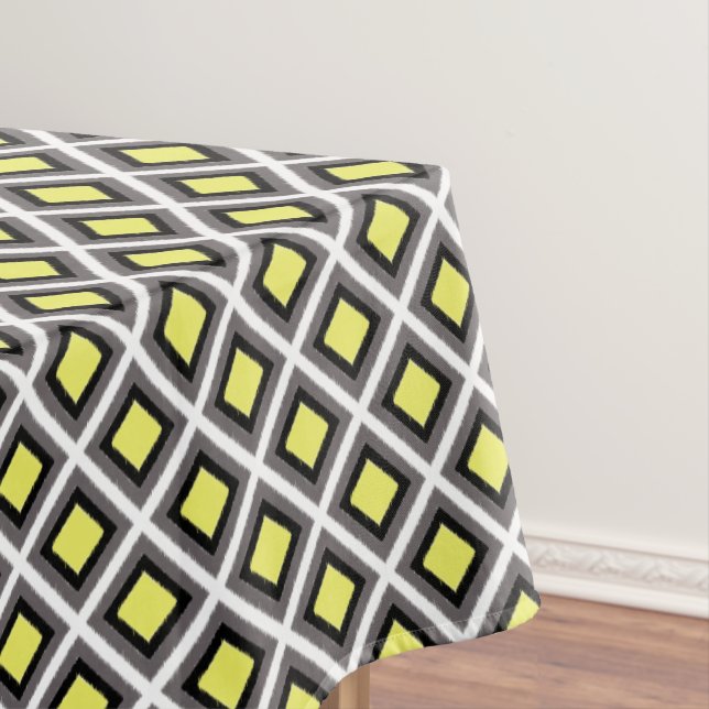 Nappe Diamants d'ikat gris foncé, noir, jaune par STaylo (In Situ)