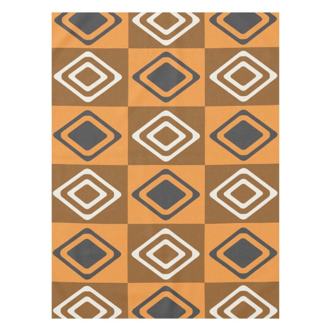 Nappe Diamants modernes du milieu du siècle Orange Brown (Devant)