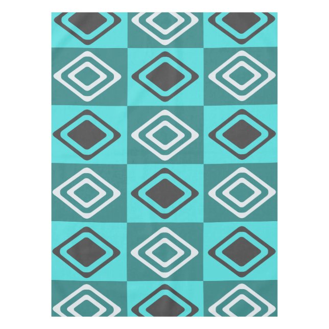 Nappe Diamants modernes du milieu du siècle Turquoise (Devant)
