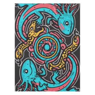 Nappe Dieu aztèque Xolotl combattant l'art tribal de la 