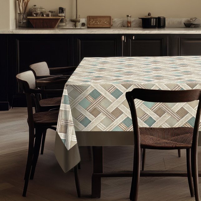 Nappe d'impression géométrique dans les neutres te (Geometric Print Tablecloth in Earthy Neutrals)
