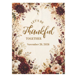 Nappe Dîner de Thanksgiving floral bordeaux luxueux