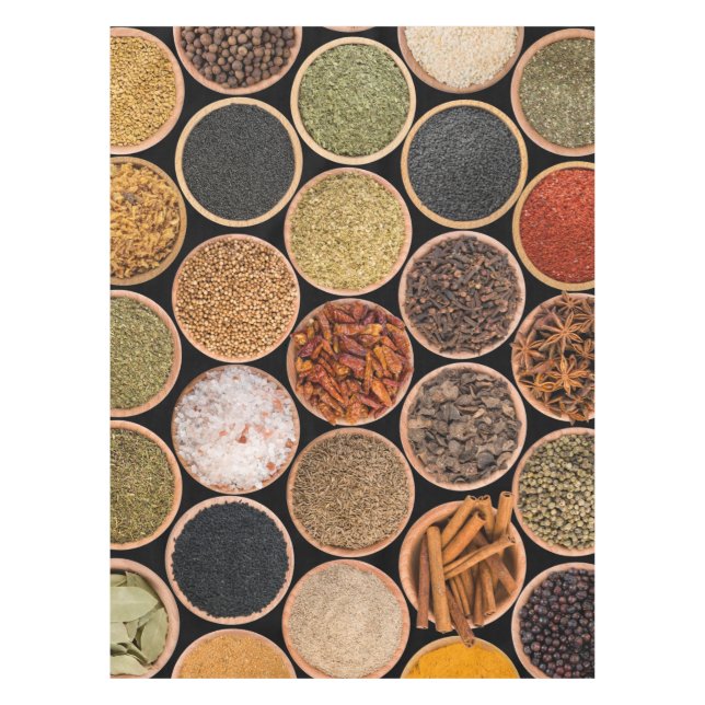 Nappe Diverses épices et ingrédients alimentaires (Devant)