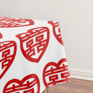 Nappe Double Bonheur 囍 Shuangxi Chinese Hanzi Heart