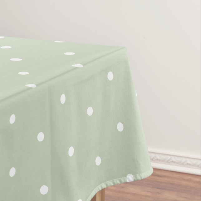 Nappe Douce Sage Vert Blanc Polkadots Vintage  (In Situ)