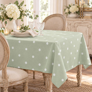 Nappe Douce Sage Vert Blanc Polkadots Vintage