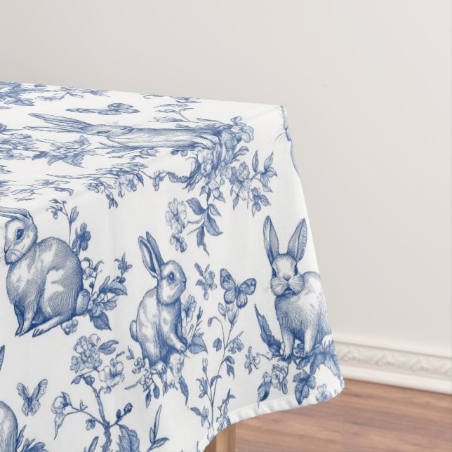 Nappe Doux Lapins Bunny Toile Française Bleue (In Situ)