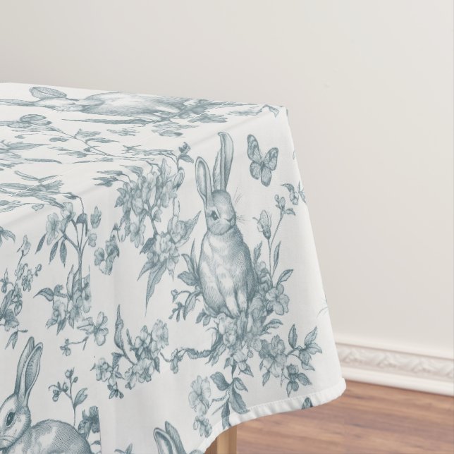 Nappe Doux Lapins de Toile Française Verte (In Situ)