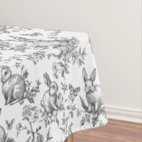 Doux Lapins Noir Toile de Jouy Française