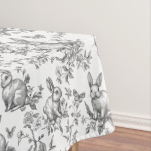 Nappe Doux Lapins Noir Toile de Jouy Française