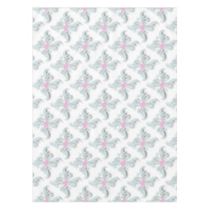 Nappe Dove rose avec Fleurs et Fronds en argent