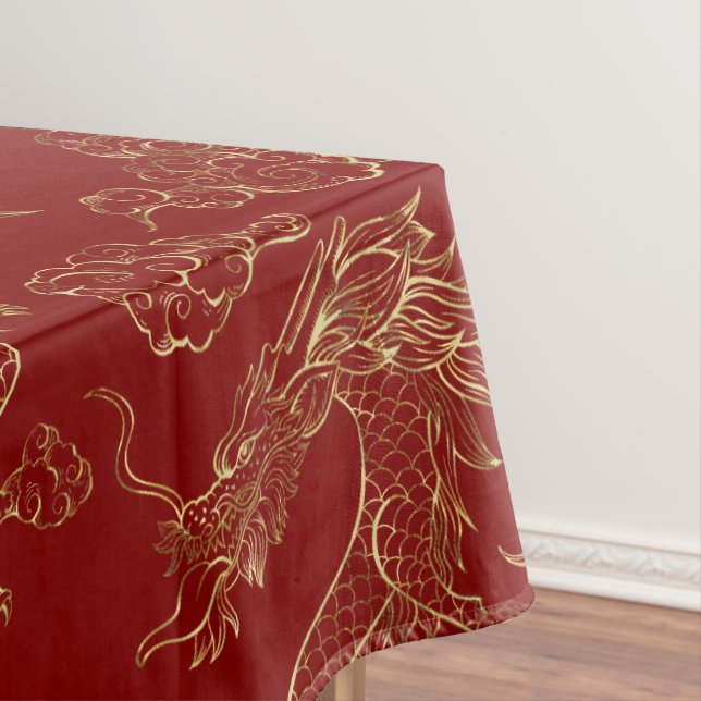 Nappe Dragon chinois or et rouge foncé (In Situ)