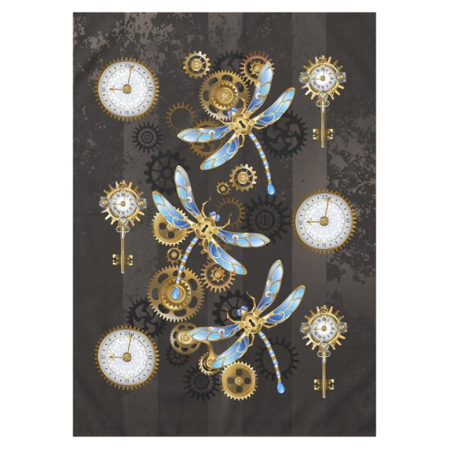 Nappe Dragonflies de Steampunk sur arrière - plan rayé b (Devant)