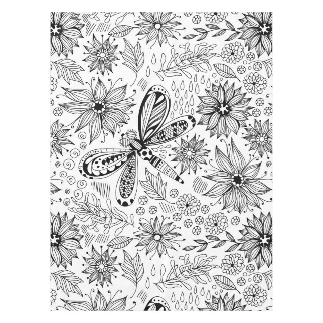 Nappe Dragonfly et doodle de fleurs (Devant)