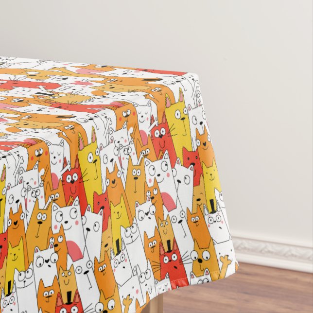 Nappe Drôle Cartoon Cats Group Doodle (In Situ)