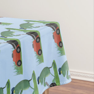 Nappe Drôle grenouille verte tondre la pelouse dessin