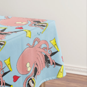 Nappe Drôle pieuvre embrasse plongeur dessin animé humou