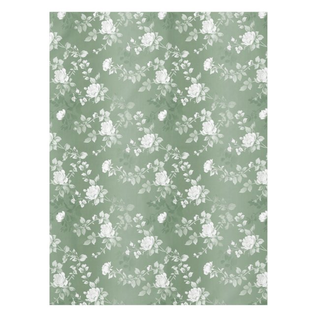 Nappe Dusty Sage Floral Vert Fleur Motif (Devant)