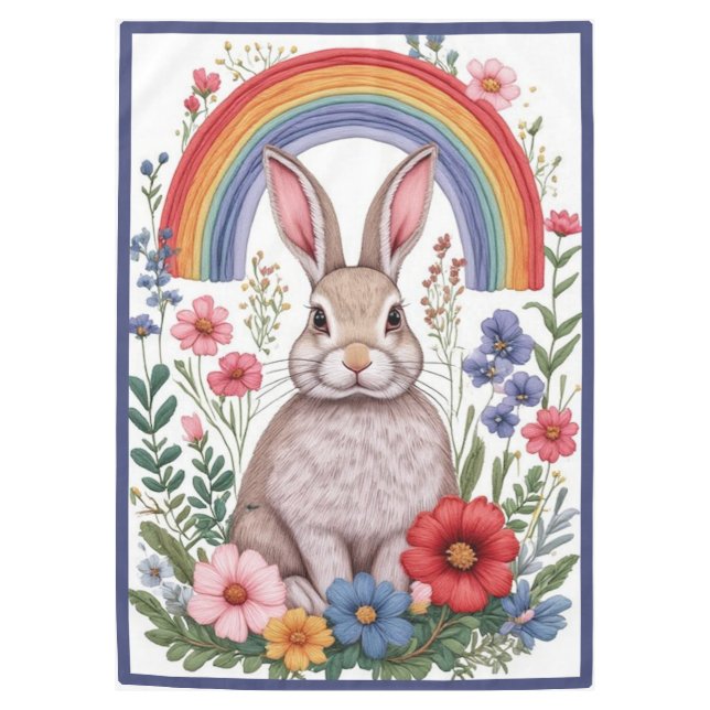 Nappe Easter Rainbow Meadow Spring Flowers Wild Rabbit  (Devant)