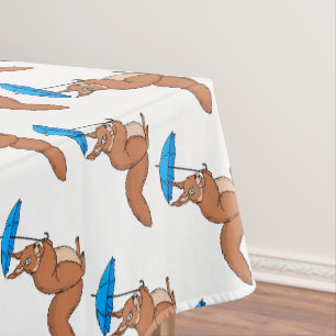 Nappe Écureuil rouge mignon avec dessin animé parapluie