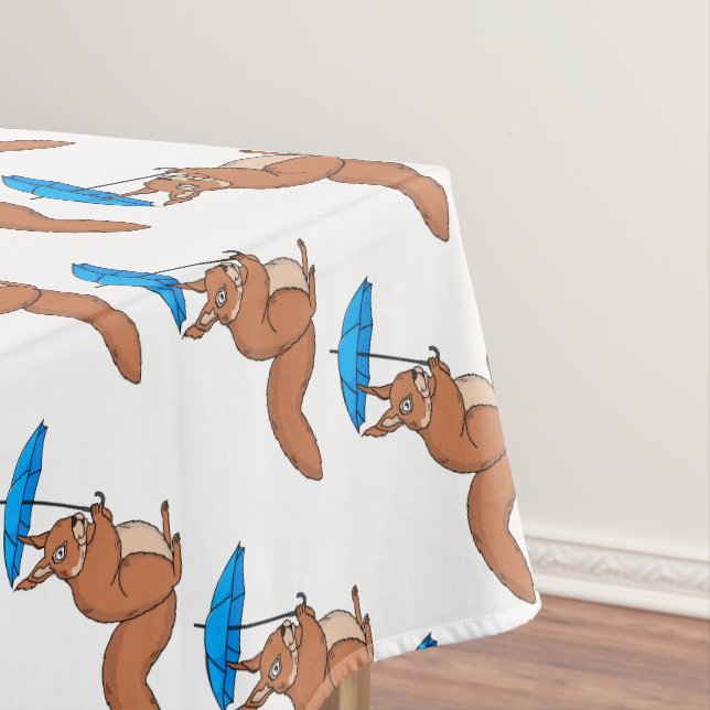 Nappe Écureuil rouge mignon avec dessin animé parapluie (In Situ)