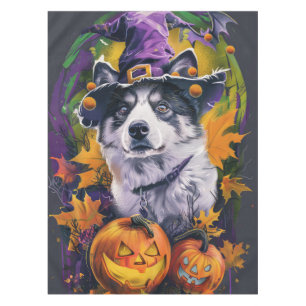 Nappe Éffrayant Akita Halloween Witch et Citrouille