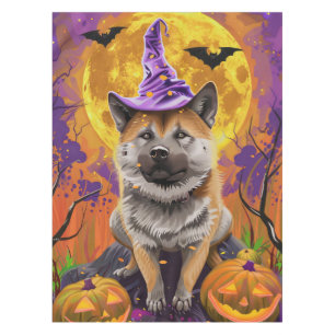 Nappe Éffrayant Akita Halloween Witch et Citrouille