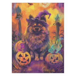 Nappe Éffrayant Keeshond Chien Halloween sorcière et Cit