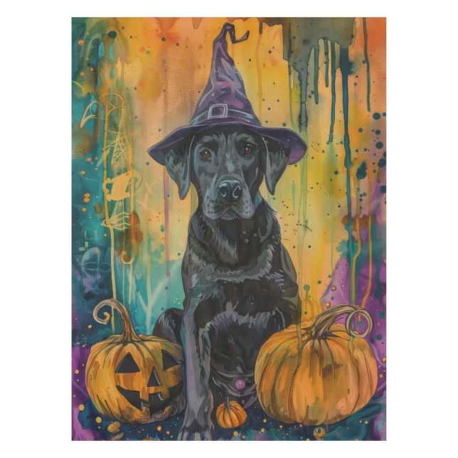 Nappe Éffrayant Labrador Chien Halloween Sorcière Et Cit (Devant)