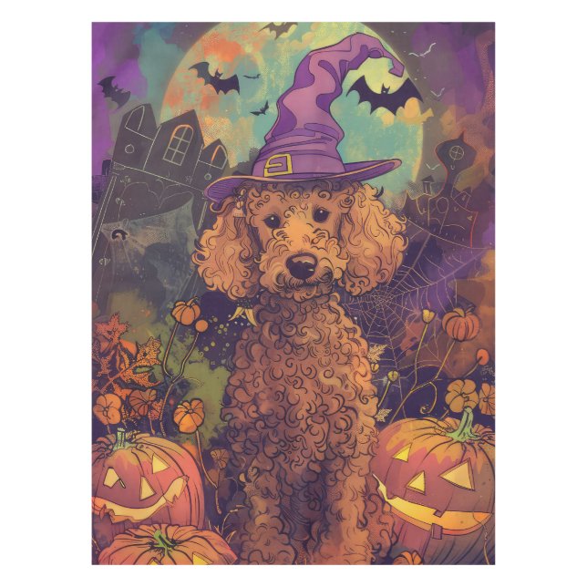 Nappe Éffrayant Poodle Chien Halloween sorcière et Citro (Devant)