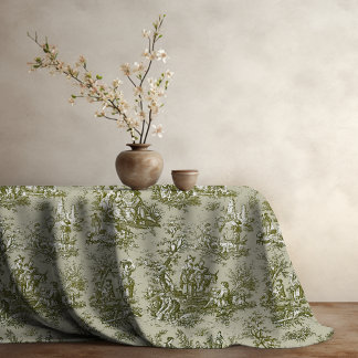 Nappe Élégance Vintage Toile De Jouy Vert Olive
