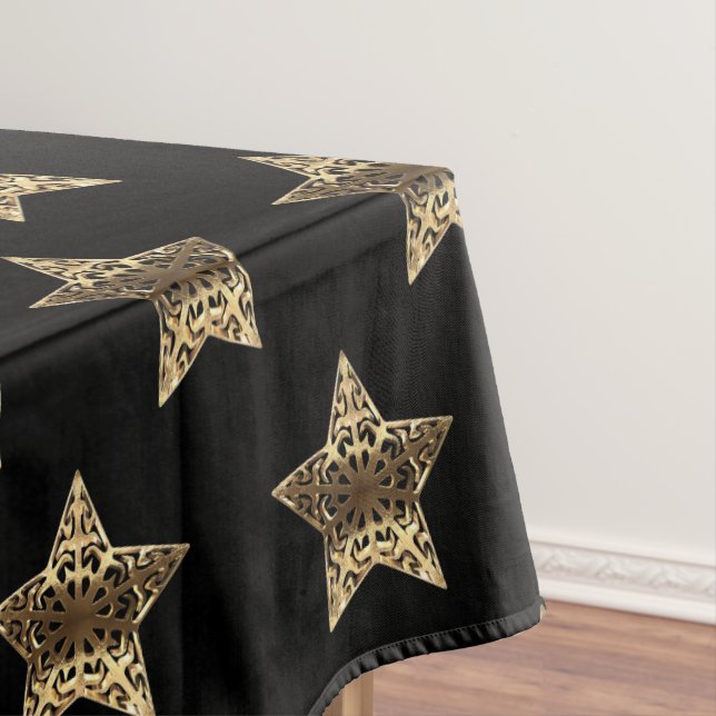 Nappe Elégant Black Gold Look Etoiles Motif Chic (In Situ)