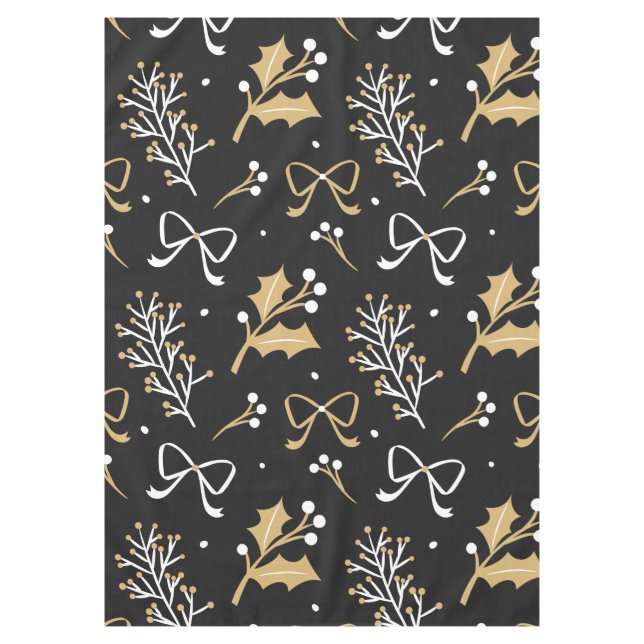 Nappe Elegant Black Mistletoe et Ribbon Christmas (Devant)