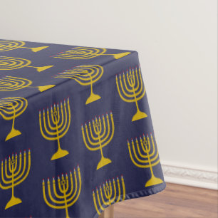 Nappe Élégant bleu foncé Chanukah Hanukkiyah MENORAH